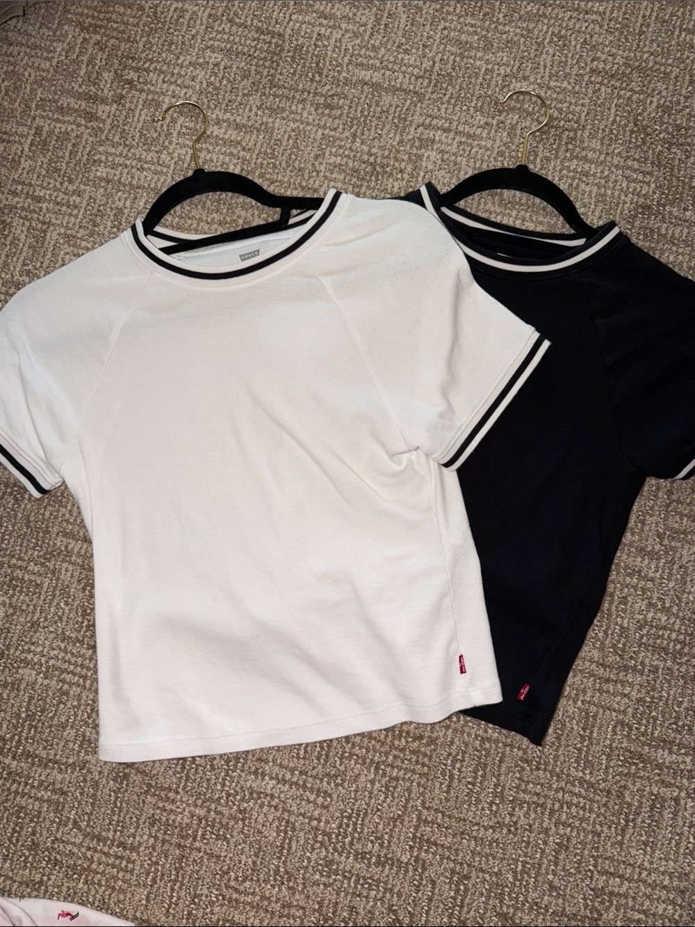 Levi's Twin Ringer Crew Tees in White & Black bundle